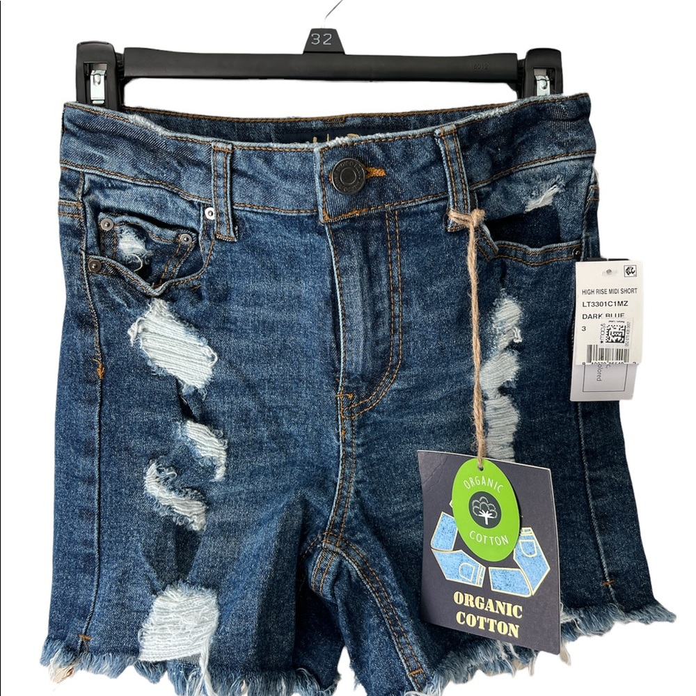 Indigo rein distressed denim shorts